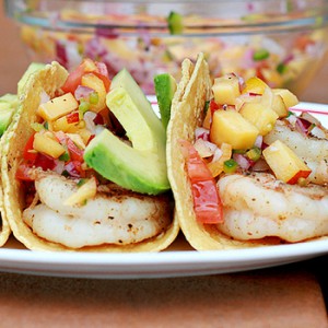 Grilled-Shrimp Tacos-with-Peach-Salsa